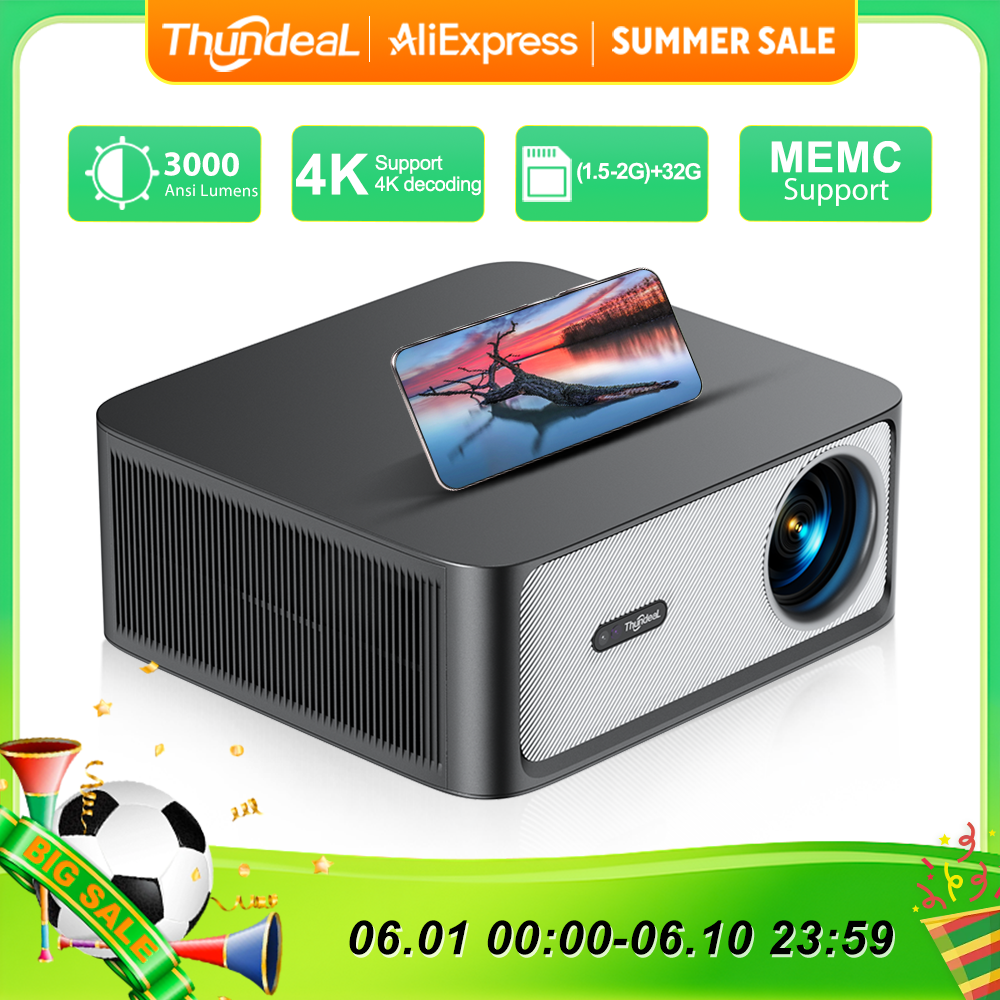 Home Cinema Hdmi - ThundeaL 3000Ansi 4K Full HD Projector