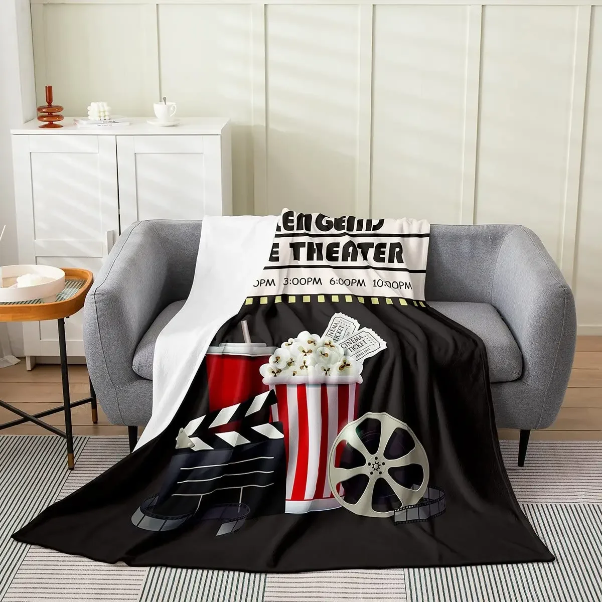 Home Cinema Couch - Vintage Cinema Ticket Throw Blanket Retro