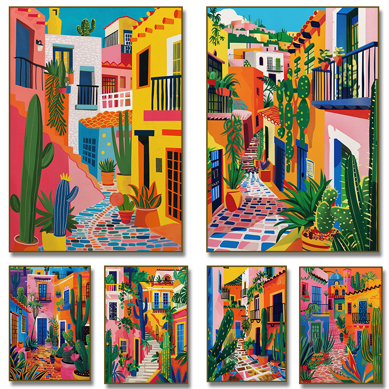 Home Cinema Wall - Colourful Mexican Street Cactus Poster Wall