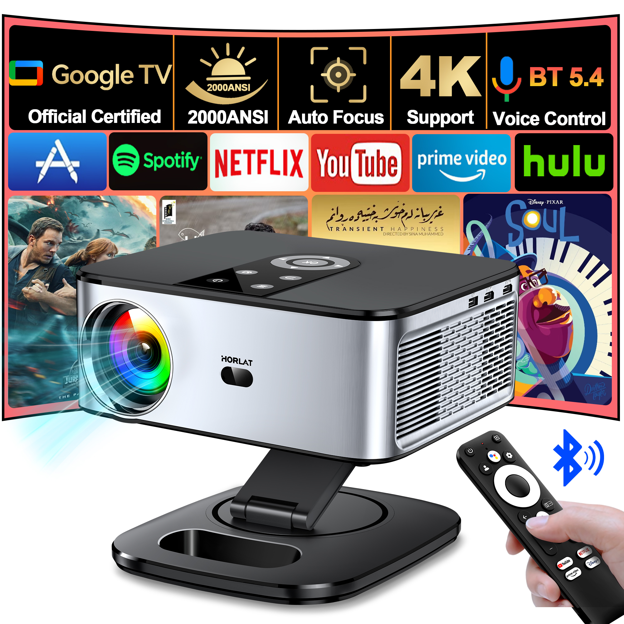 Home Cinema Hdmi - HORLAT Google TV Projector 40000 Lumens