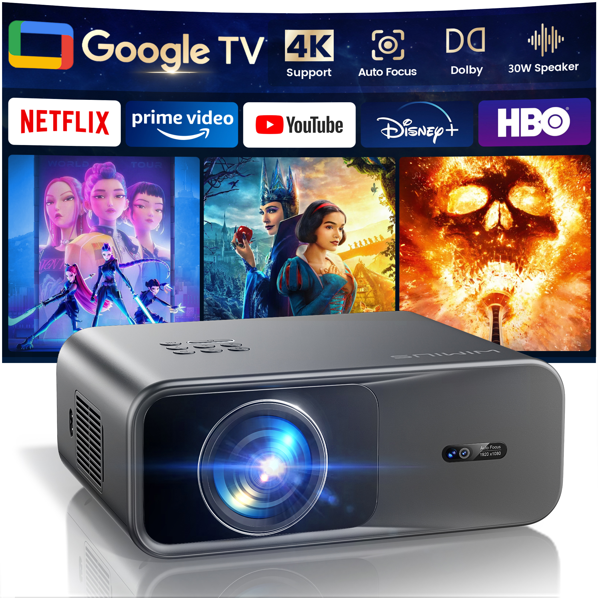 WIMIUS 1200 ANSI Projector 4K  - Home Cinema Hdmi 评论和价格