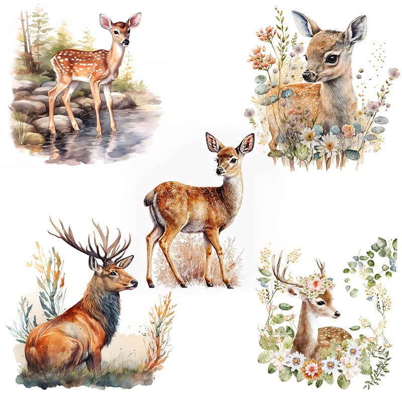 C400#Cute Deer Wall Sticker Ki - Home Cinema Wall 评论和价格