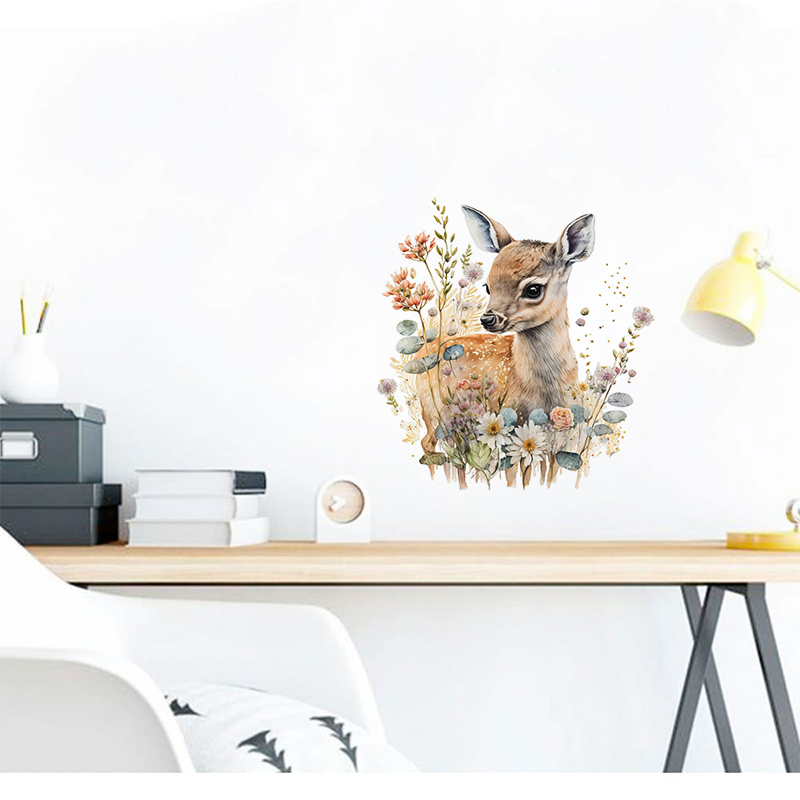 C400#Cute Deer Wall Sticker Ki - Home Cinema Wall 评论和价格