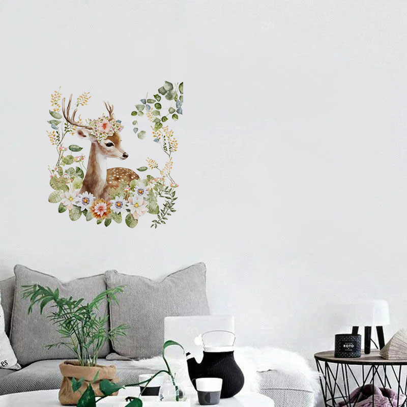 C400#Cute Deer Wall Sticker Ki - Home Cinema Wall 评论和价格