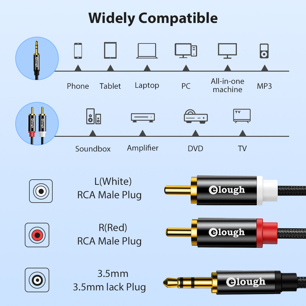 Elough RCA Cable AUX RCA Speak - Home Cinema Solution 评论和价格