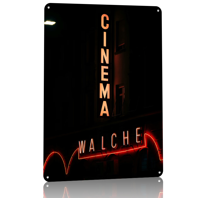 Cinema Neon Sign Metal Poster  - Home Cinema Interiors 评论和价格