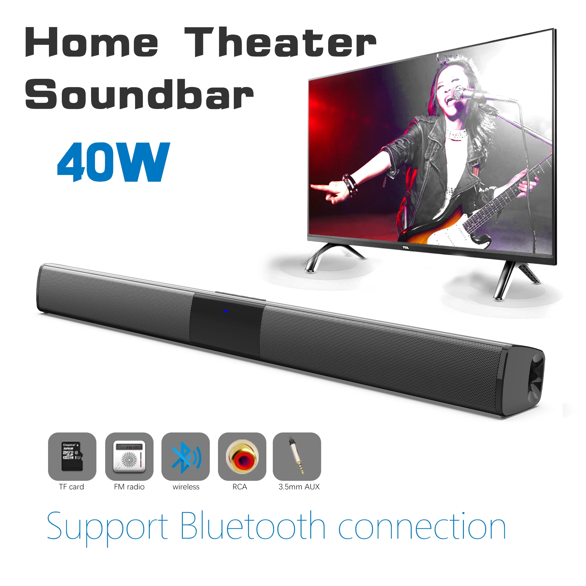 40W High Power Soundbar for TV - Home Cinema Complet 评论和价格