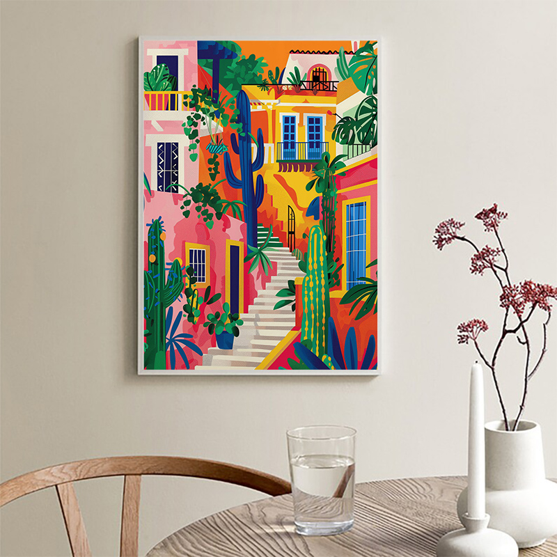 Colourful Mexican Street Cactu - Home Cinema Wall 评论和价格