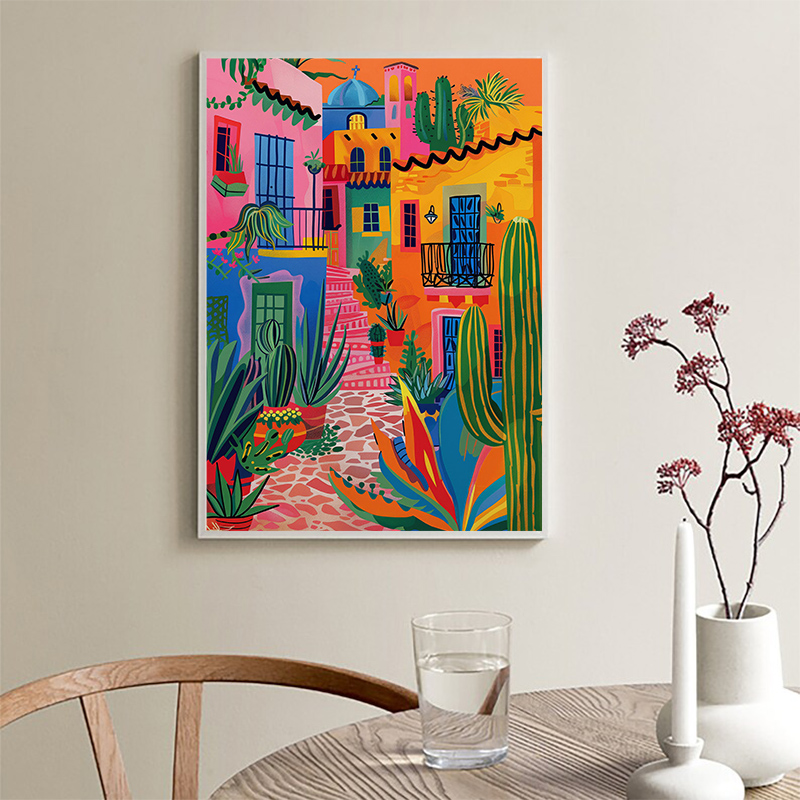 Colourful Mexican Street Cactu - Home Cinema Wall 评论和价格