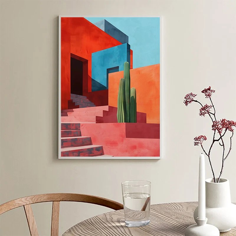 Colourful Mexican Street Cactu - Home Cinema Wall 评论和价格