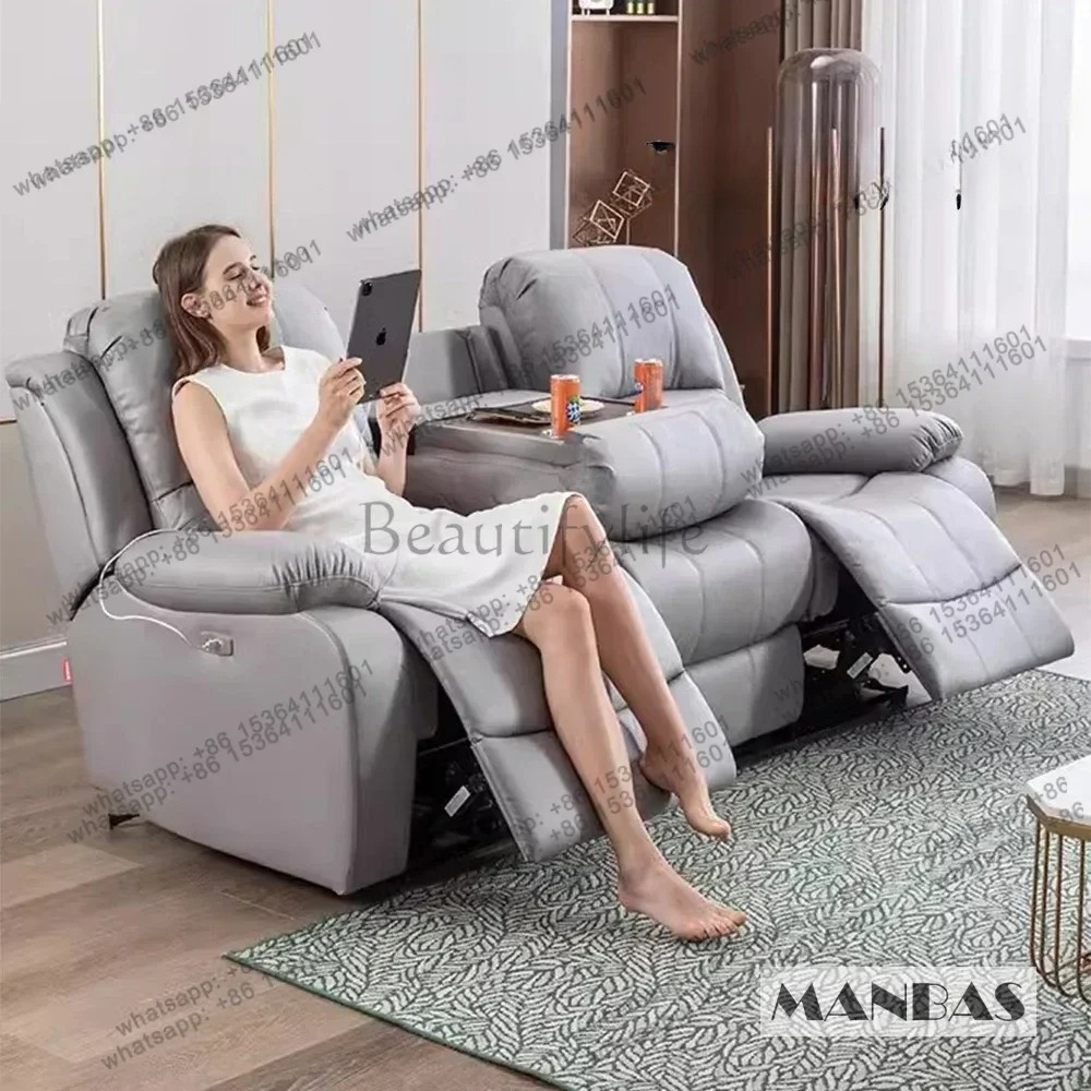 Genuine Leather Manual Electri - Home Cinema Couch 评论和价格