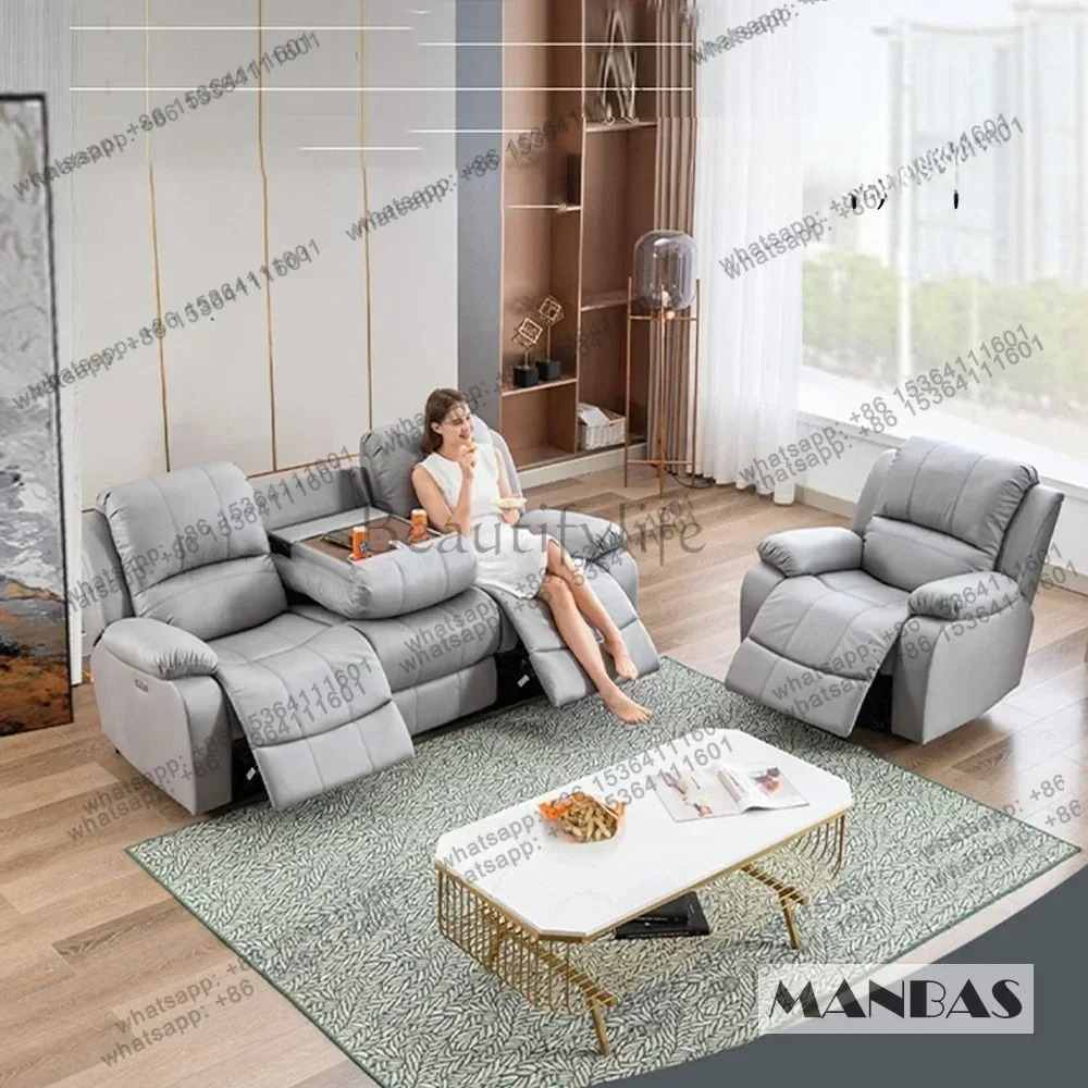 Genuine Leather Manual Electri - Home Cinema Couch 评论和价格