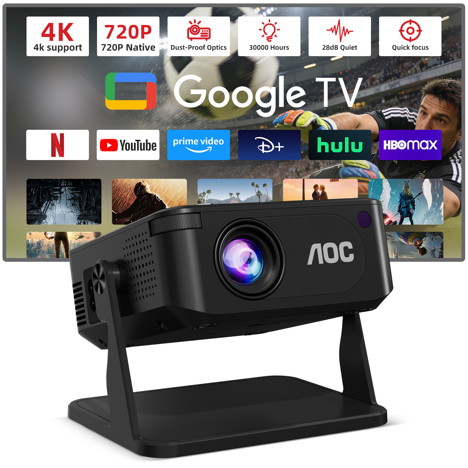 AOC HA109 Projector 300 ANSI 7 - Home Cinema Hdmi 评论和价格