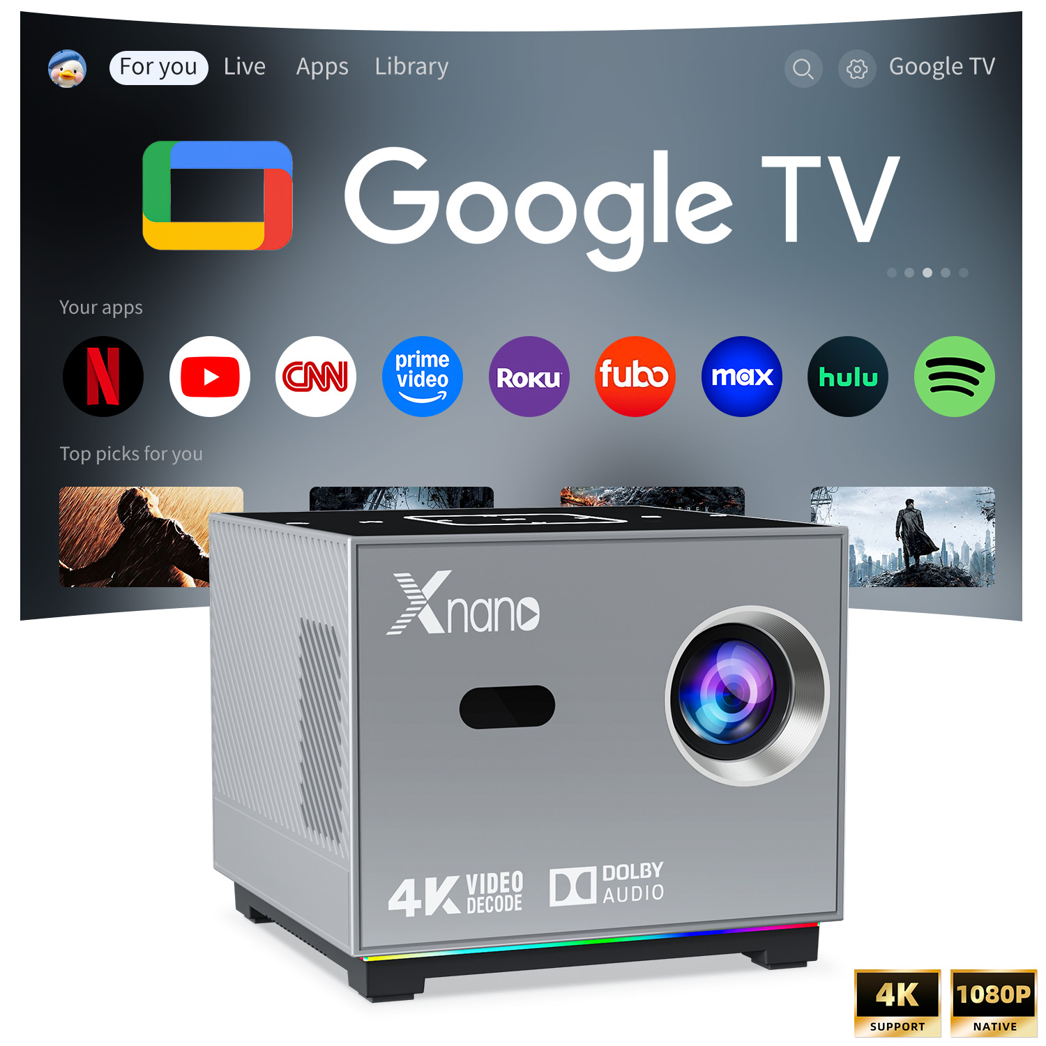 Xnano Mini Projector 4K 1280*7 - Home Cinema Hdmi 评论和价格