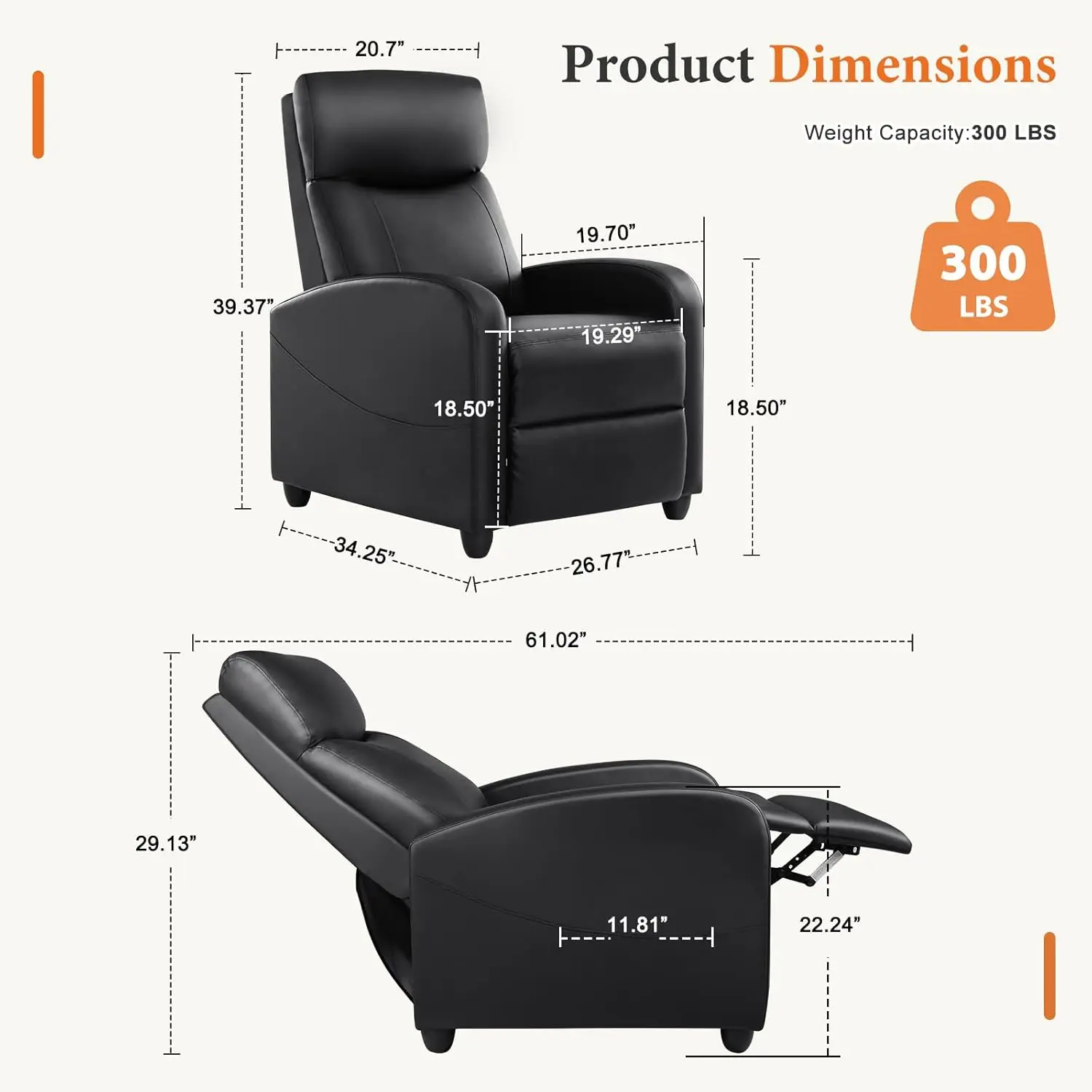 Recliner Chair PU Leather Recl - Home Cinema Couch 评论和价格