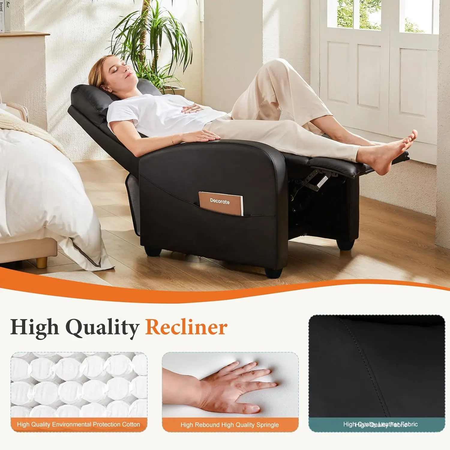 Recliner Chair PU Leather Recl - Home Cinema Couch 评论和价格